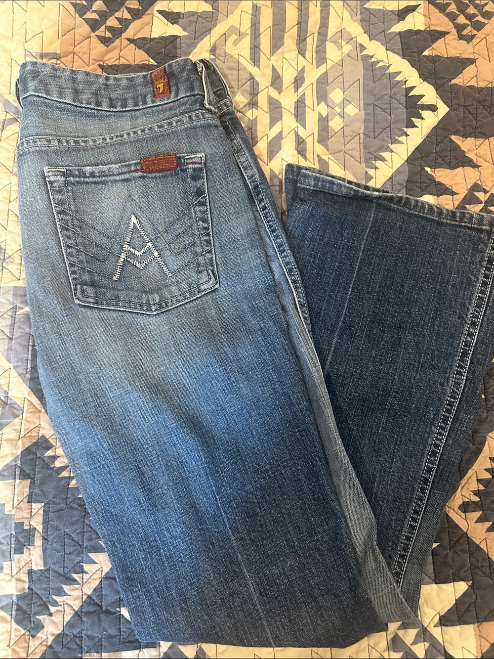 7 For All Mankind Women's Two-Tone Blue Bootcut Jeans